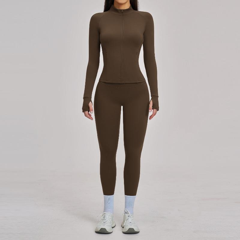 Zipper casual yoga suit women's grinding outdoor riding running sports fitness suit