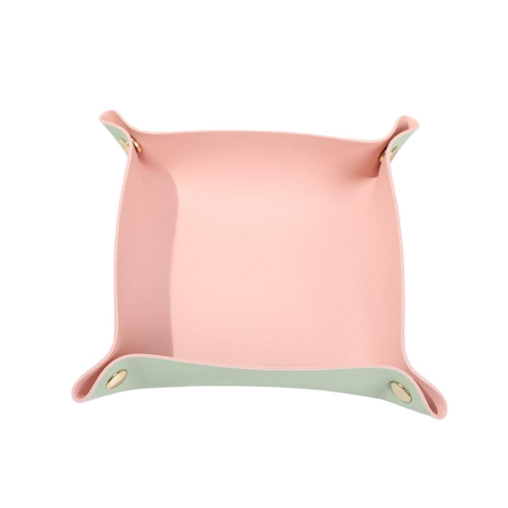 2PCS Nordic Leather Desktop Storage Tray PVC Leather Jewelry Cosmetic Key Storage Tray Desktop Folding Organizer Storage Box