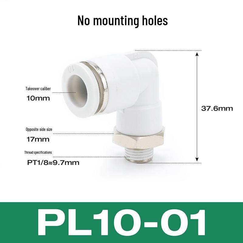 Premium White Male Thread Elbow PL8-02 Pneumatic Connector, 4-M5/6-01/10-03/12-04 Air Tube