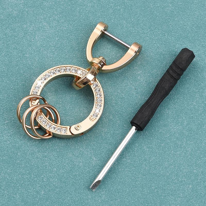 Rhinestone Car Keychain with Anti-Lost Number Plate – Stylish Key Pendant for Men and Women