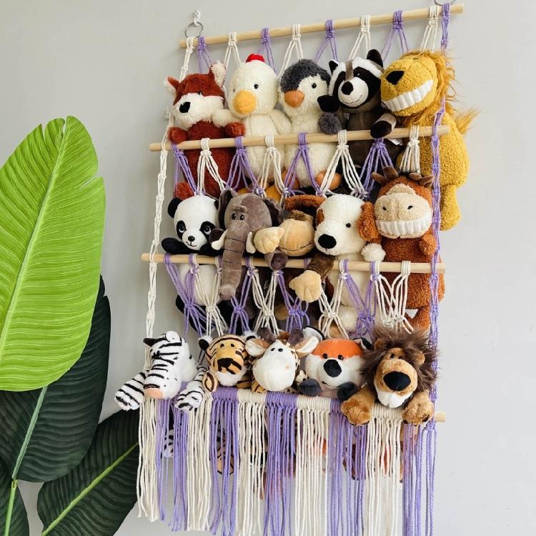 Versatile 3 Layer Toy Storage Net Shelf Stuffed Animal Storage Hammock for Kids