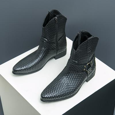 Fashion Male Comfortable Business Dress Shoes Pointed Toe Cowboy Boots Fashion Chelsea Shoes Luxury High Heels Men Ankle Combat Boots