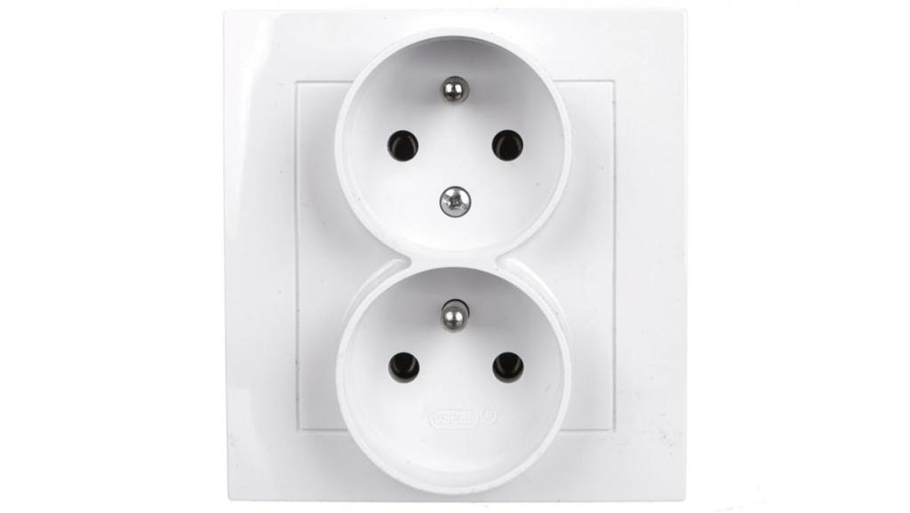 As Double Socket Z/U With Non-interchangeable Phases White Gp-2Gc/00