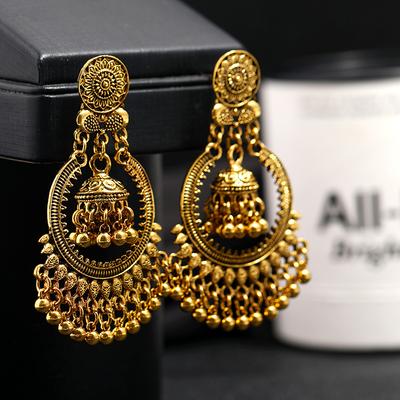 Μποέμ υπερβολικά μεγάλα στρογγυλά σκουλαρίκια καρφωτά με κλουβί πουλιών κρόσσια προσωπικότητας θηλυκότητα εθνικό στυλ ρετρό σκουλαρίκια μακριά σκουλαρίκια