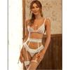 Women's White Three Piece Garter Suit Sexy Lace Fancy Wear