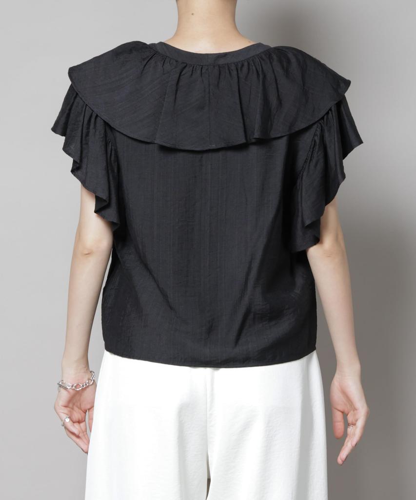 Nano Universe Frill Detail Front Size F Women's Lace-Up Blouse, Ivory, 037, 673-5221307