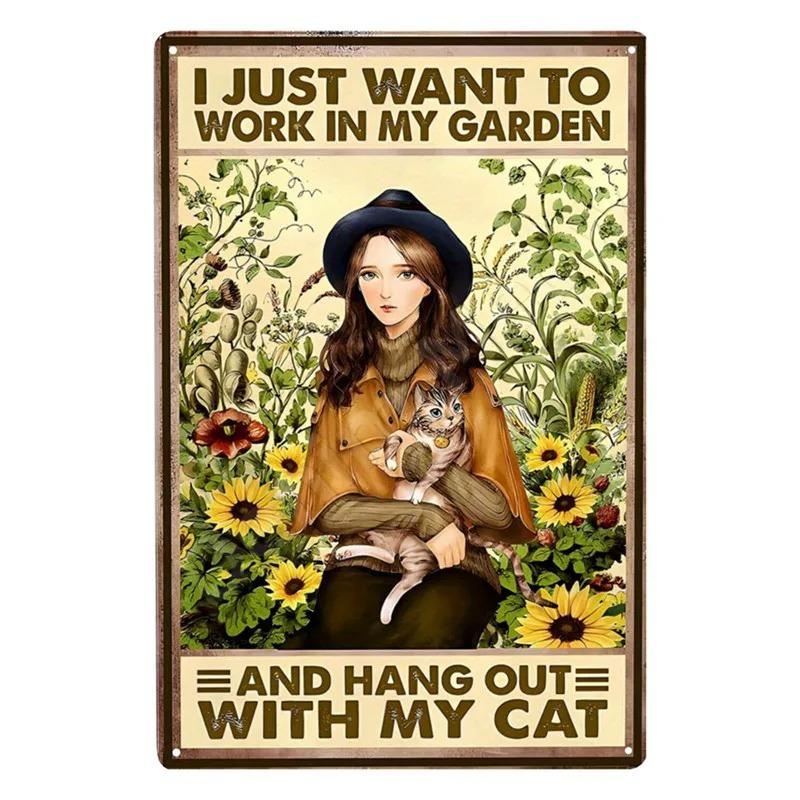 Gardening Vintage Metal Tin Sign  Wall Decor Because Murder Is Wrong Funny Plants Retro Sign for Farmhouse Home Room Decoration