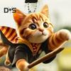 Cat Shaped Pendant Car Rearview Mirror Ornament with Lanyard Easy To Hang Realistic Looking Acrylic Christmas Hanging Decoration