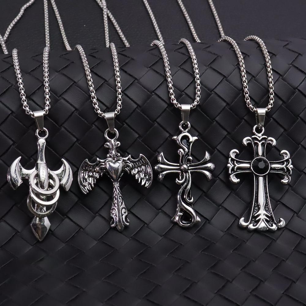 Punk Baroque Cross Necklace – Unisex Hip Hop Pendant Chain