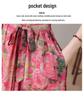 Elegant Floral Plus Size Cotton Silk Summer Dress for Middle-Aged Women