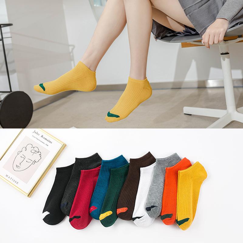 10 Pairs of Women Spring and Autumn Shallow Mouth Invisible Perspirant Breathable Boat Socks
