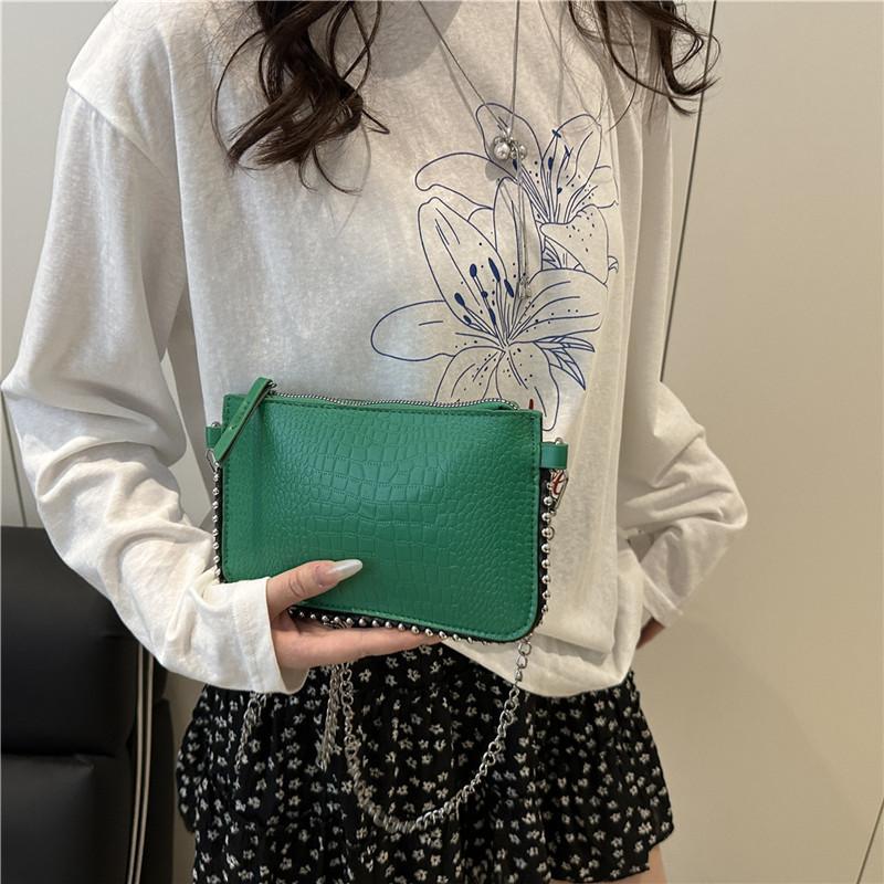 Popular Crocodile Pattern Chain Small Square Handbag Crossbody Bag