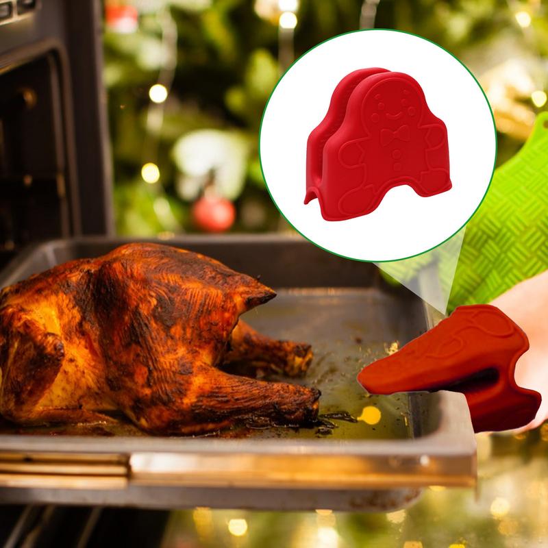 Oven Pinch Mitts | Gingerbread Man Oven Mitts | Silicone Oven Mitts Heat Resistant Oven Gloves Pinch Mitts Potholder for Kitchen