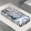 Snowflake Print Pattern Tempered Glass Electroplated Phone Case For iPhone 17 Air 17 16 15 14 13 12 11 Pro Max 15 Plus 16E Cover