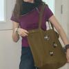 Daisy Bag Olive Daisy Bag / Vintage Button Detail Canvas Shoulder Bag