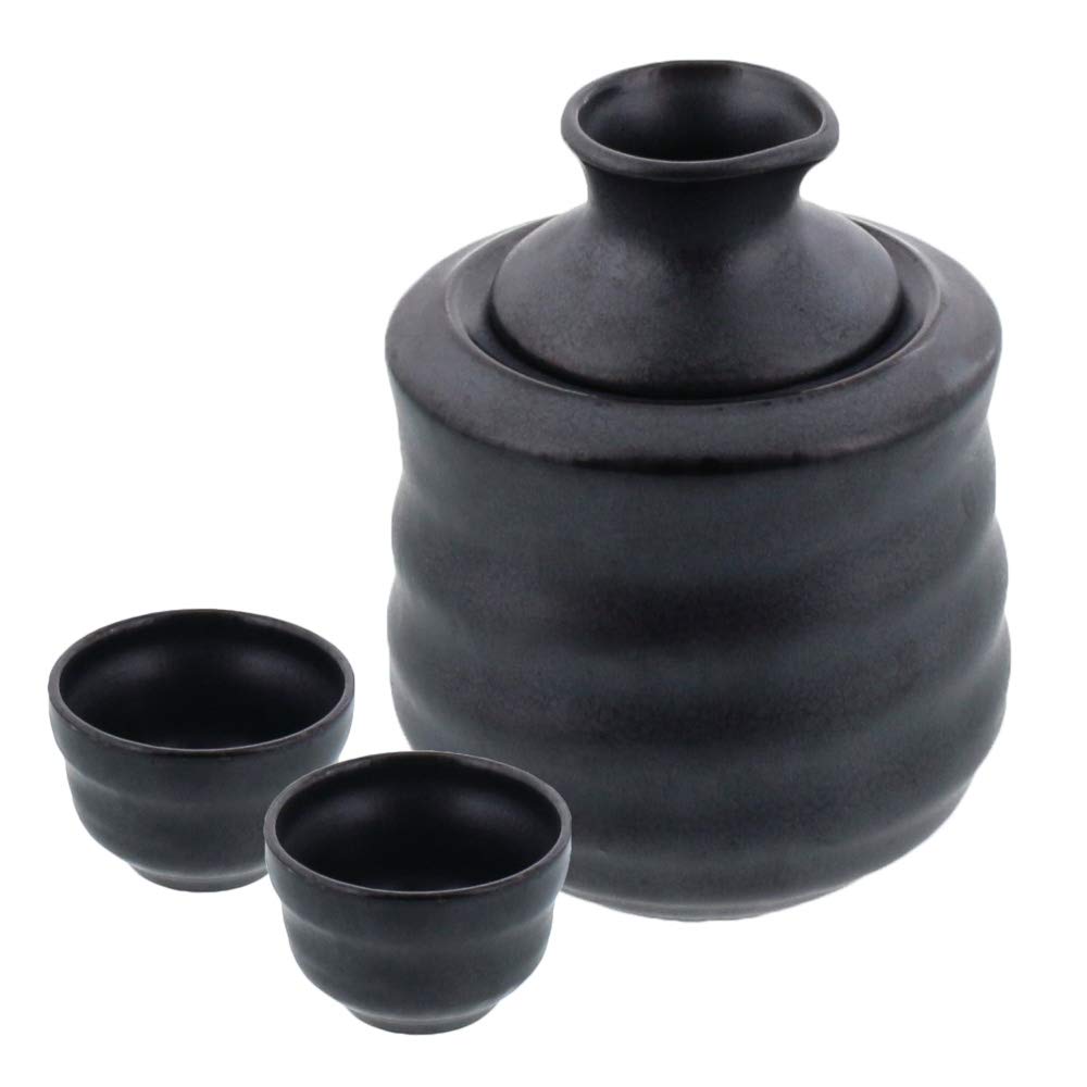Tableware East Sake Warmer Two Sake Cups Iron Japanese Sake Tableware Set & Set, Black, Tableware, Insulated/Cold, Warmer,