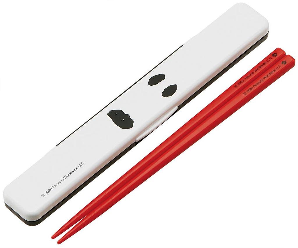 Skater Chopsticks and Chopstick Case Silver Ion Snoopy Made In ABC3AG Set, 18cm, Ag+ Antibacterial, Face, Peanuts, Japan,