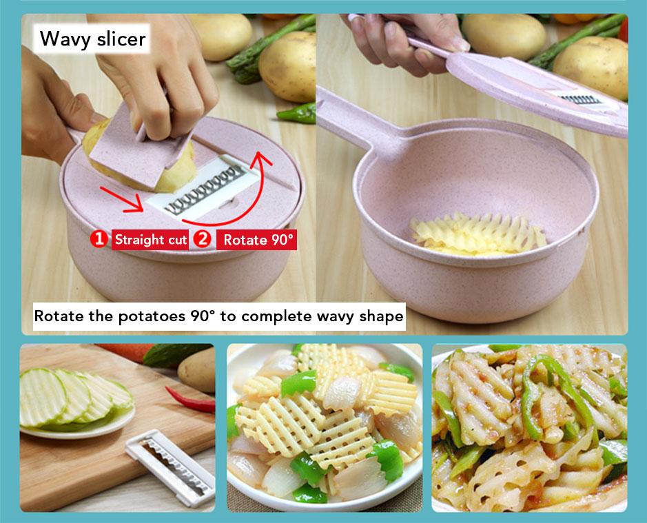 Vegetable Cutter Vegetable Potato Peeler Carrot Shredder with Strainer Vegetable Shredder 8 In 1 Kitchen Accessories
