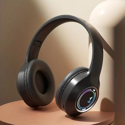 Light Emitting Bluetooth 5.3 Headphone Folding LED TF Card Earbuds Wireless Headset TYPE-C Charging Gaming Earphone For IOS Android