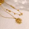 Gold Disc Collarbone Necklace Smiley Face Sun Star Pendant Women Light Luxury Versatile Jewelry