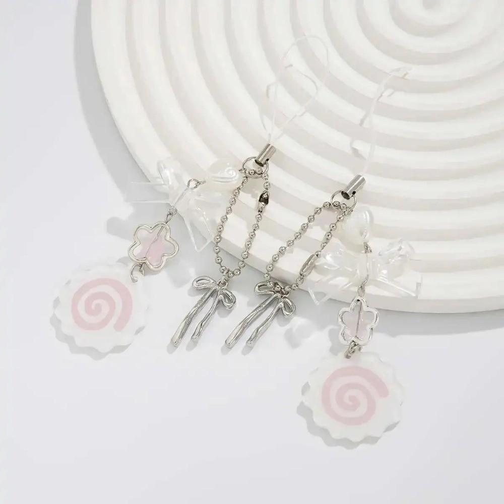 Pink Color Punk Keychain Lanyard Kawaii Style Fish Cake Keyring Harajuku Bag Pendant  Daily Use