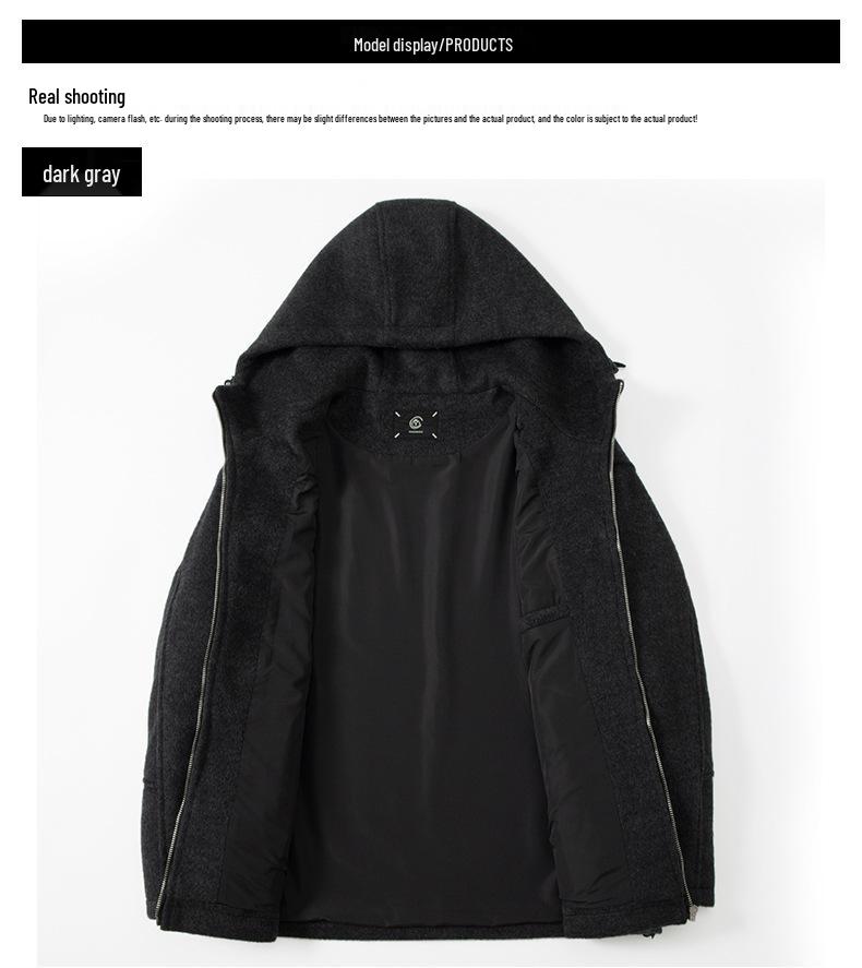 Men's Winter Thick Wool Hooded Zipper Jacket