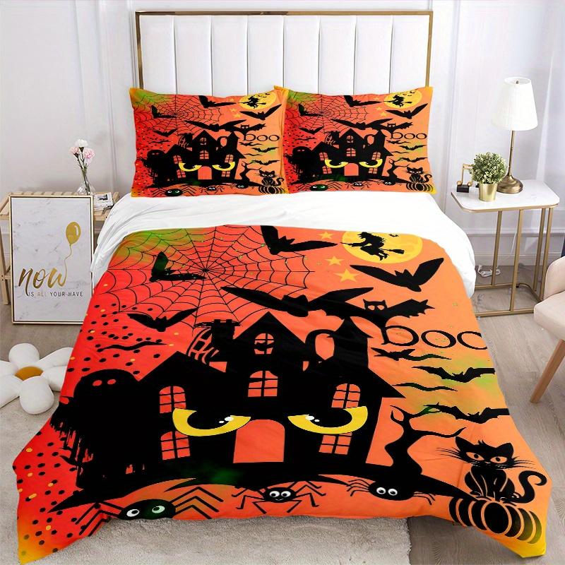 3er-Set Hexen-Halloween-Print-Bezüge Ultraweich, Atmungsaktiv und Bequem Bettwäsche mit Stilvollem Design für Schlafzimmer- und Gästezimmer-Dekoration 1 Bezug