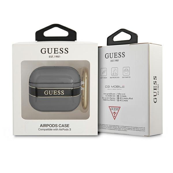 Etui Do AirPods 3 Guess Strap Collection Czarne 3666339047061