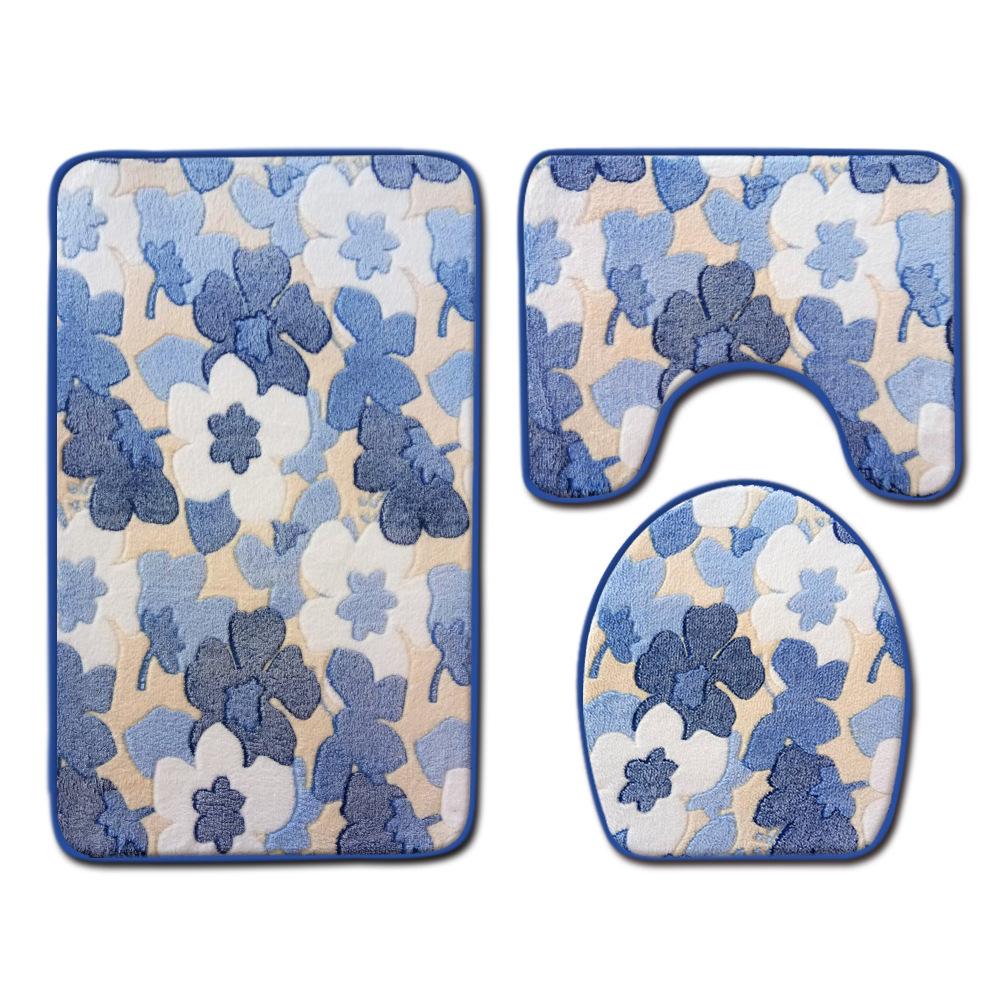 

Toilet Floor Mat Three-Piece Door Mat Absorbent Carpet Bathroom Bathroom Non-Slip Foot Mat Three-piece 45 * 75cm