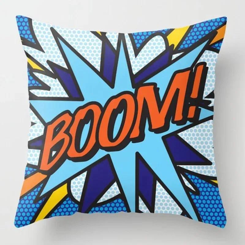 Home Decor Comic Style Dad! Boom! Bang! Yes! Pillows Pattern Cushion Cover Suitable For Sofa Bedroom Car Pillow Cover