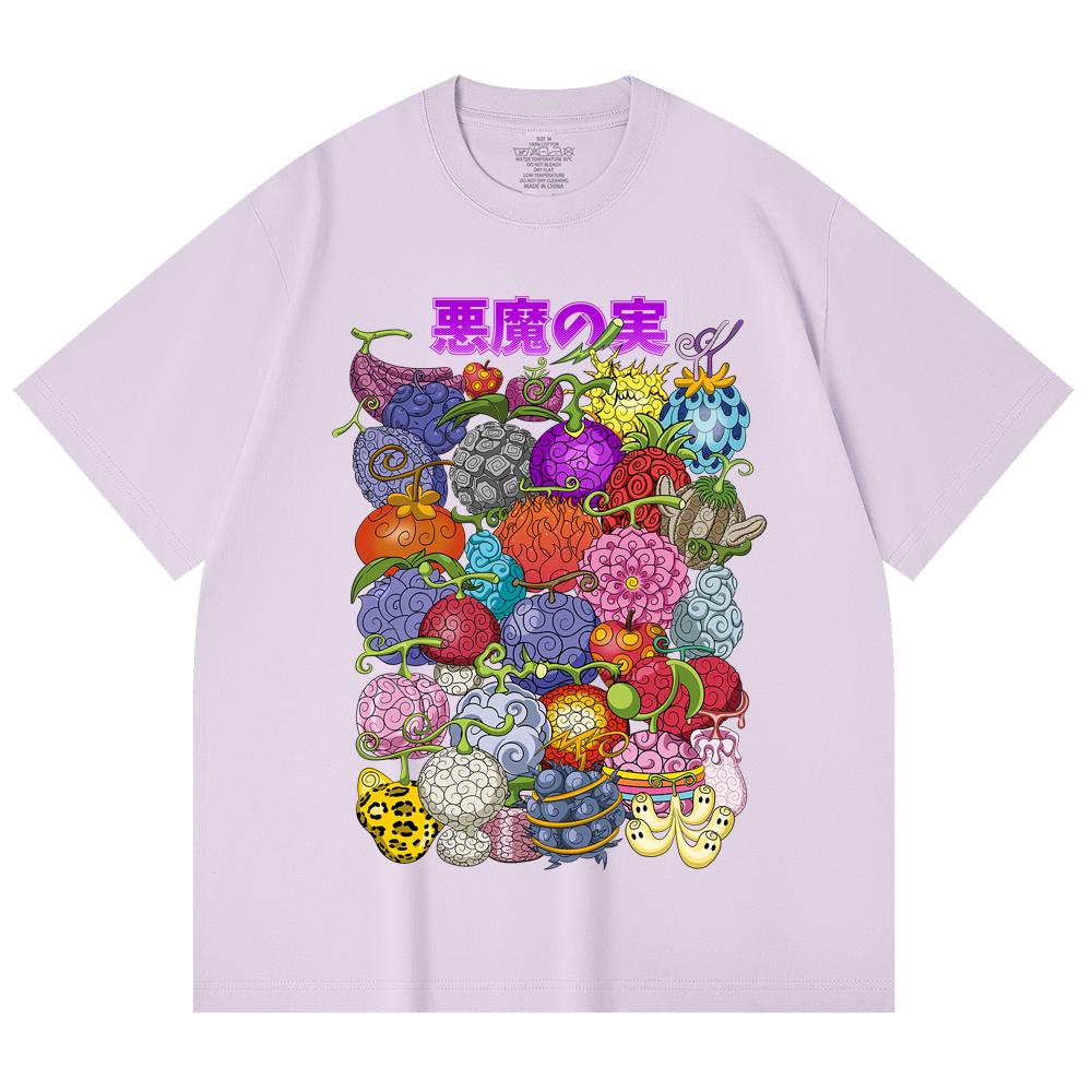 230 Gsm 100% Cotton One Piece V52 Devil Fruits Print Unisex Heavy Cotton T Shirt