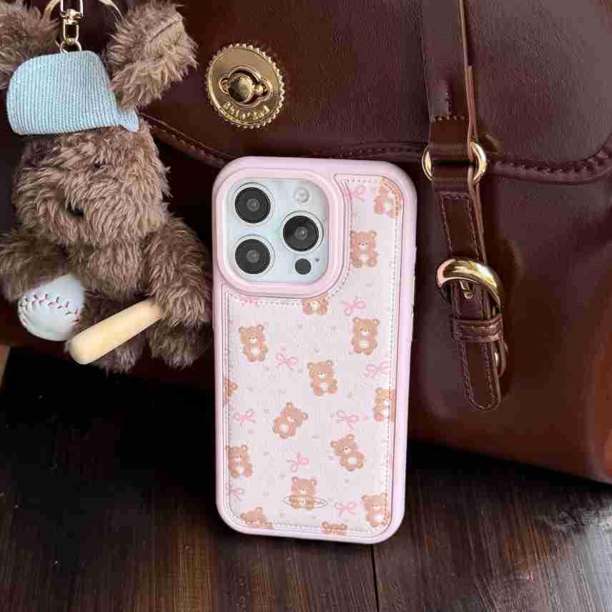 3D Bow Bear Phone Case for iPhone 17/16 Pro Max/15/14 - Women's Cute Design