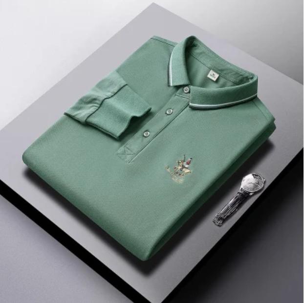 Gestreiftes Baumwollhemd für Herren mittleren Alters, langärmeliges T-Shirt für Herren mittleren Alters, ST-Shirt