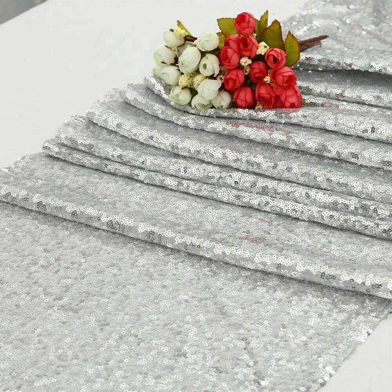 12 "x 108" Glitter Pailletten Tisch Läufer Tuch Hochzeit Läufer Rose Gold Silber Sparkly