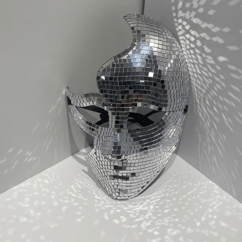 Glitter Material Disco Ball Mirror Mask Steampunk Style Costume Mask Halloween Costume