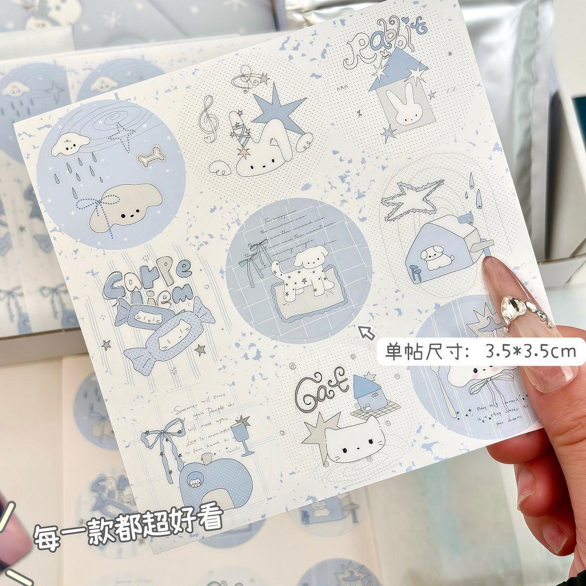 

Blue circular seal stickers with high aesthetic appeal, suitable for student supplies, card making, baking, dot packaging