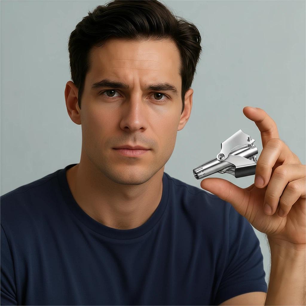 Stainless Steel Nose Hair Trimmer, Safe Painless Manual Nose Hair Cutter, Waterproof Rustproof Face Care Tool for Men Women Dail
