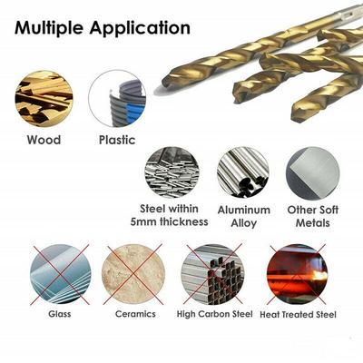 Power Tool-1pc HSS High Speed Steel Titanium Coated Drill Bit 1/4 Hex Shank 1.5mm-6.5mm