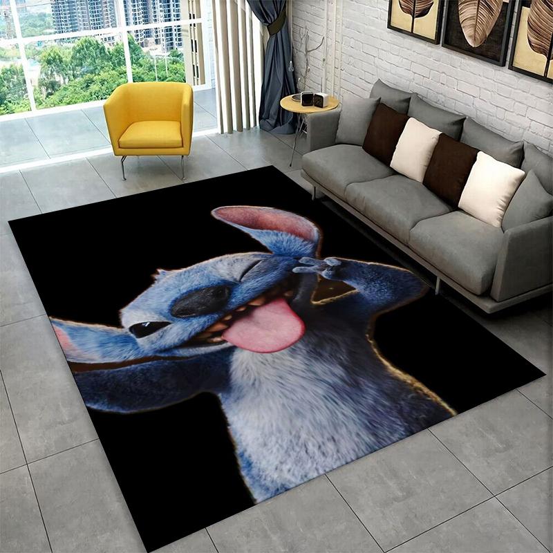 Cute S-Stitch Cartoon Non-Slip Area Rug for Living Room,Bedroom,Playroom,Soft Carpet Floor Mat Home Decor Rug Kids Room Gift