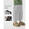 Right European Style Boys' Mountain-Themed Cartoon Fleece-Lined Sports Pants, Casual Thickened Knitted Sweatpants, Children's Winter Clothing Trendy