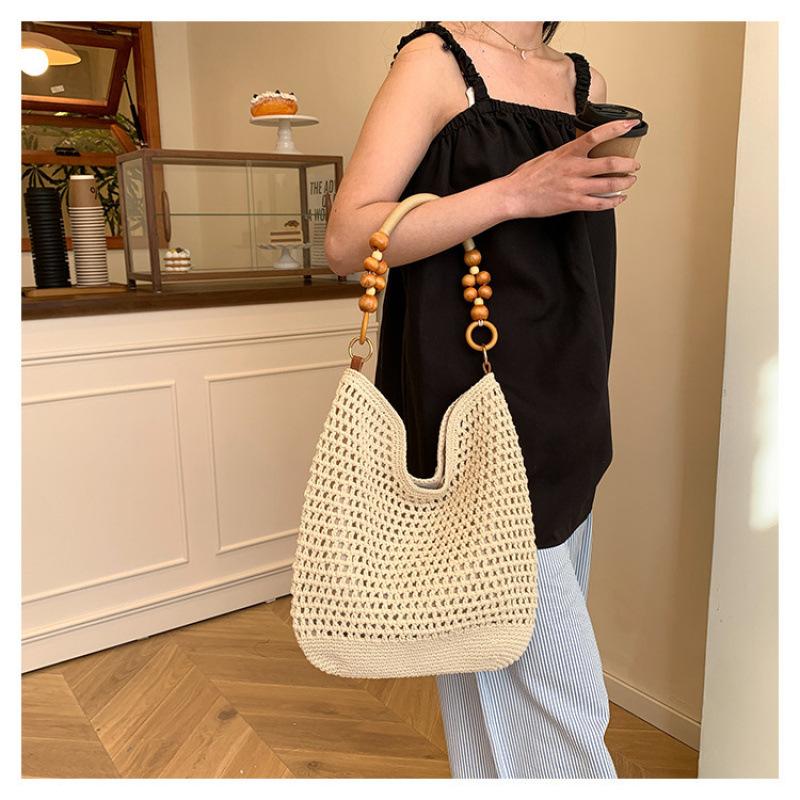 Summer Beach Bag, New Large Capacity Hollow Woven Shoulder Bag, Hand-held Straw Woven Tote Bag