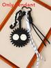 Leather Keychain With Cartoon Coal Ball Pendant For Fashionable Car And Bag Accessories