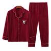 Wedding pajamas newlywed couple suit women's autumn and winter red island fleece warm flannel men's loungewear