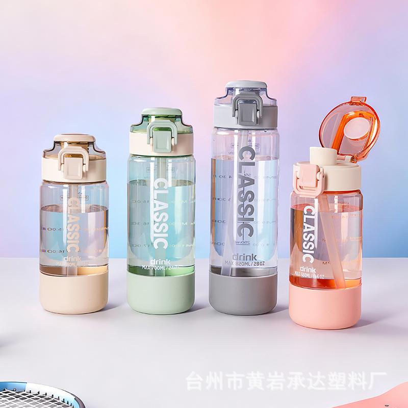 Water bottle new gradual change color plastic cup large capacity high temperature direct drinking cup portable sports kettle portable plastic water