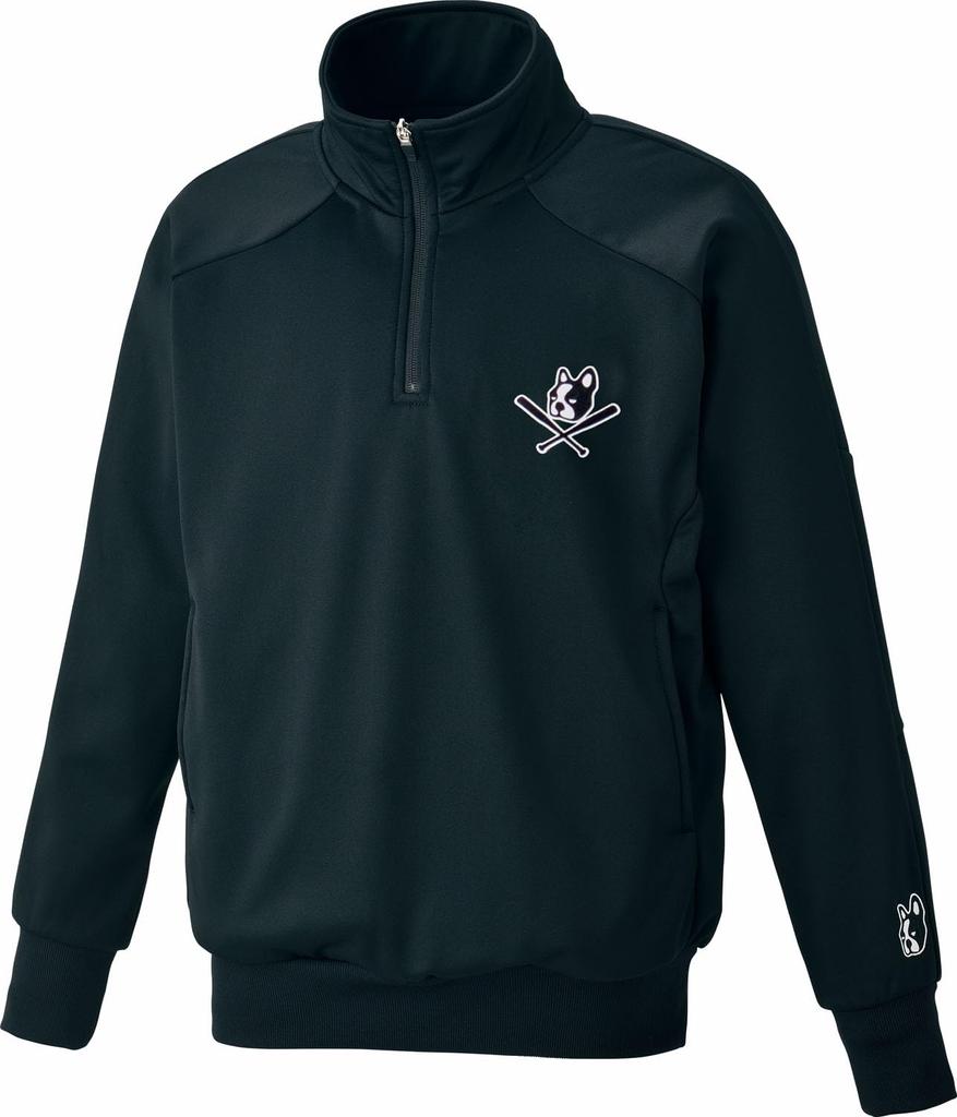 ZETT BB Junkie Size O Fleece-Lined Half-Zip Sweatshirt, Men's, Black, (BOS65401)