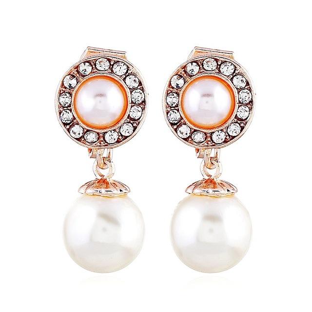 Korean Imitation Pearls Fake Piecring Ear Ring For Women Girl Trendy Clip Earrings Non Pierced Wedding Body Jewelry