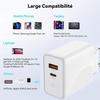 Chargeur Secteur Rapide 30W 2-Port PD 20W+QC 3.0 pour Xiaomi Redmi 13C Redmi Note 13 4G-5G Note 13 Pro Plus 5G