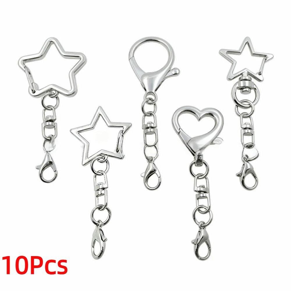 10Pcs 360 Rotate Keyring Pendant Star Heart Keychain DIY Accessories  Doll Hanging