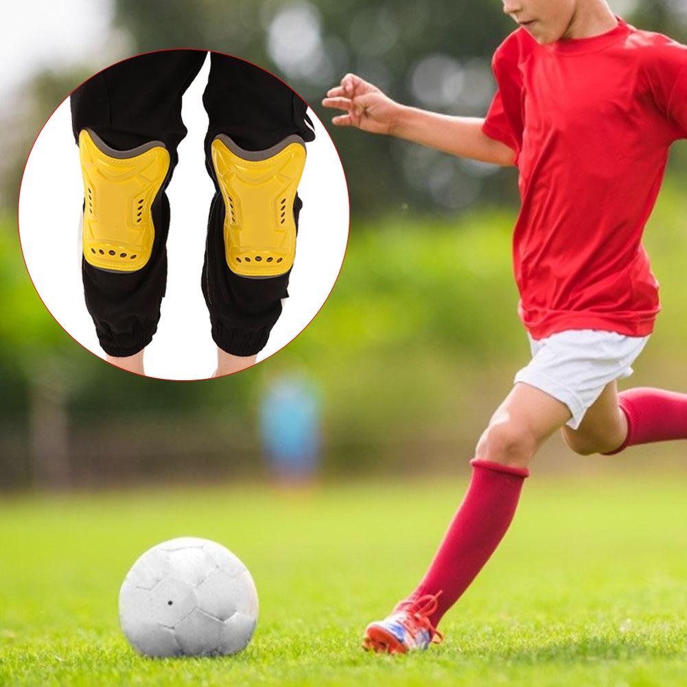 1 Pair Soccer Shin Guards Children Football Training Protection Pads with Buckle Strap(yellow)