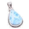 Natural Republic Larimar Edelstein 925 Massiv Sterlingsilber Anhänger 1,25'' o8V28